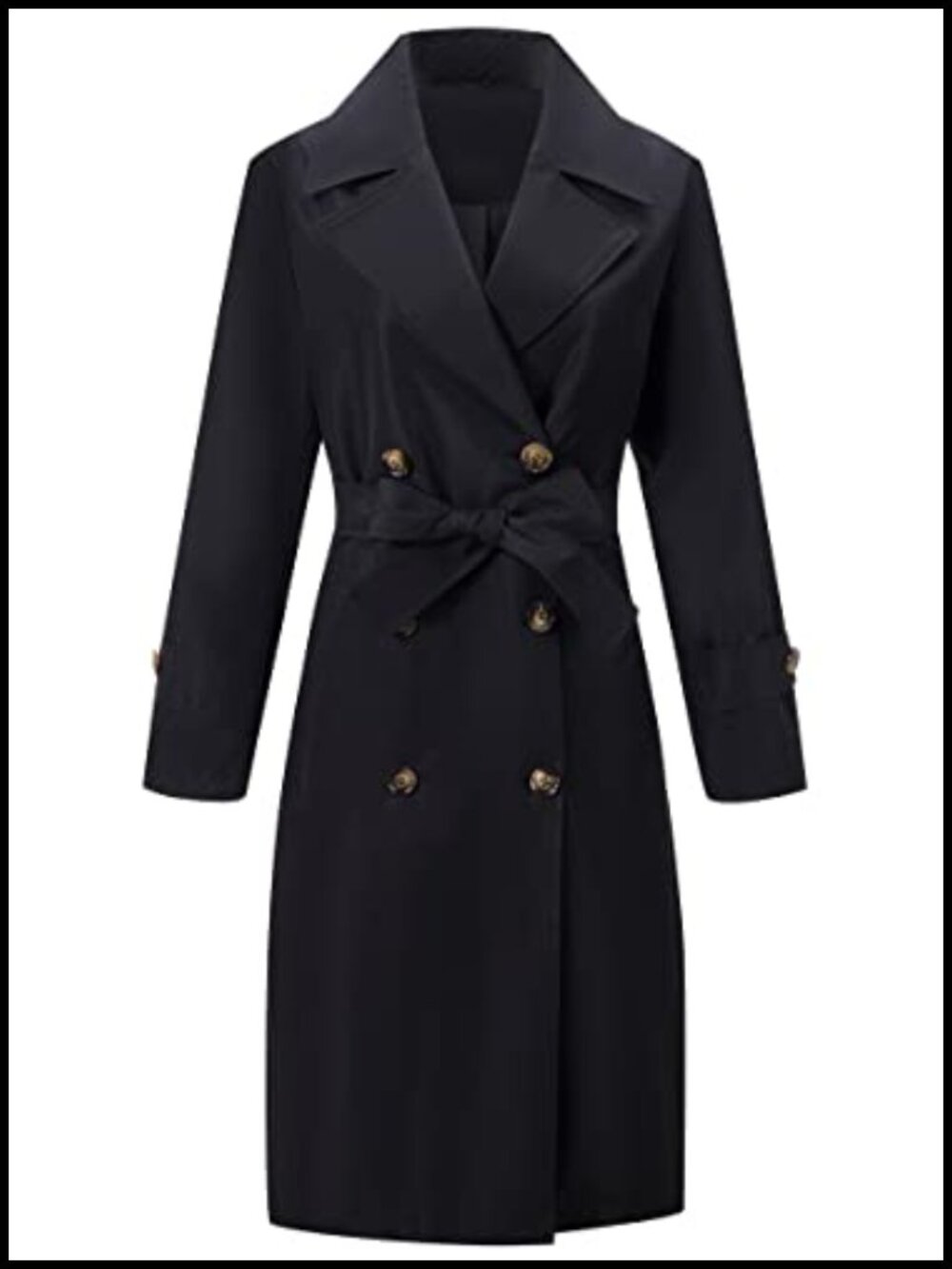 Double-Breasted Water Resistant Trench Coat with Removable Belt